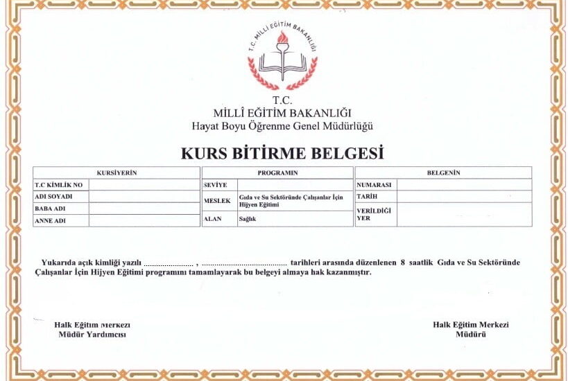 hijyen belgesi sertifikasi eğitimi gidadanismanliknet gida danismanligi danismani